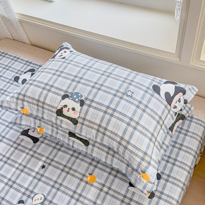 91家纺网 家纺一手货源 找家纺 禧安居 2025新款高支高密活性印染全棉枕套单枕套熊猫美梦