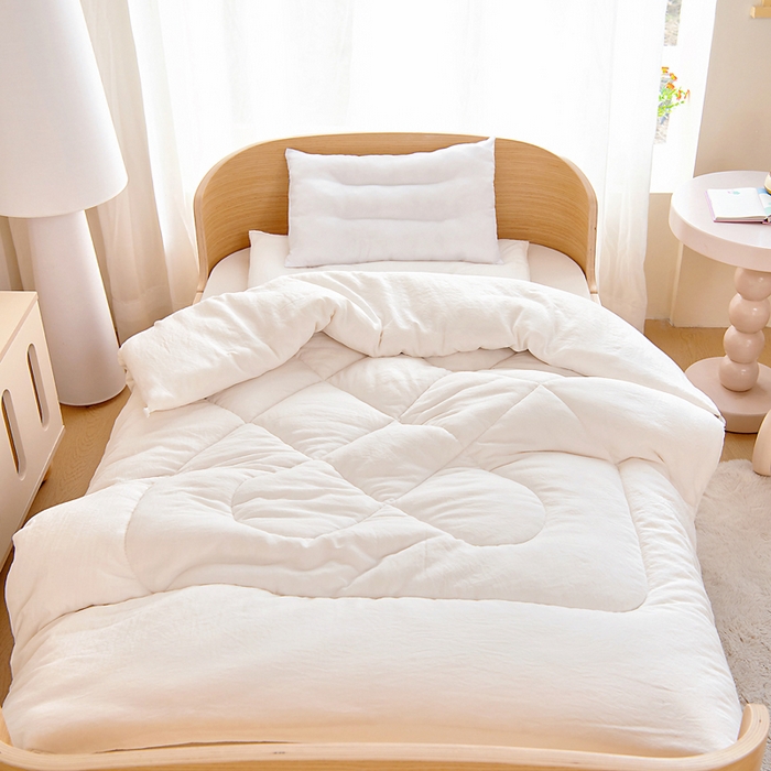 91家纺网 家纺一手货源 找家纺 （总）乐秀家纺 2026新款水洗棉幼儿园A类羽丝棉芯内胆多件套被芯垫芯枕芯