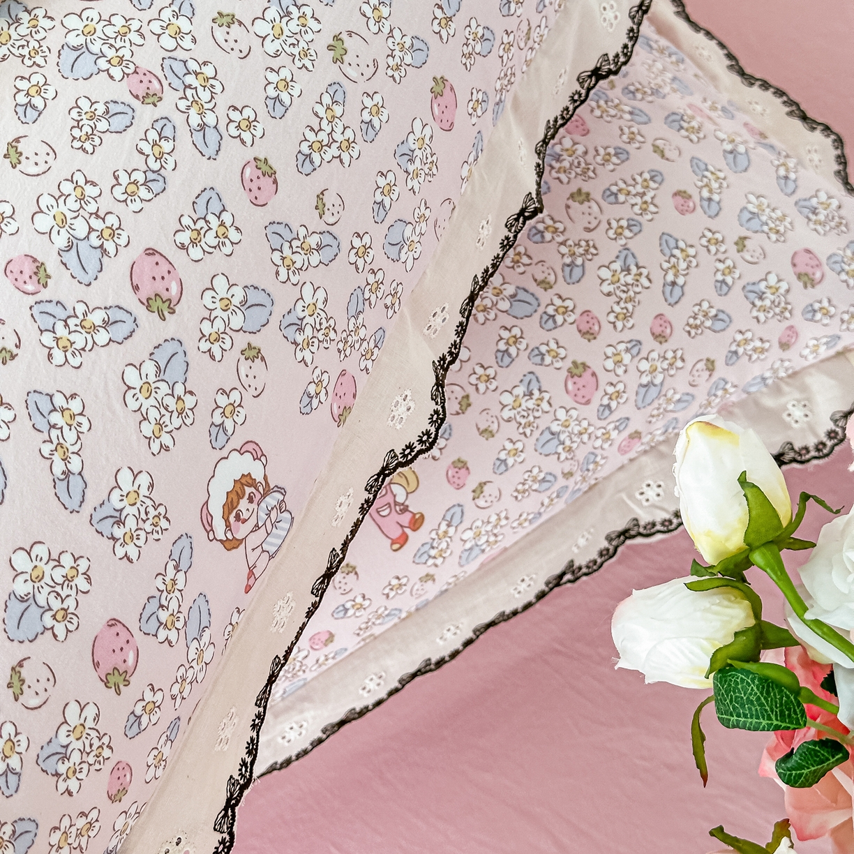 91家纺网 家纺一手货源 找家纺 梓之赫 2026新款古法水洗云感棉四件套 草莓园