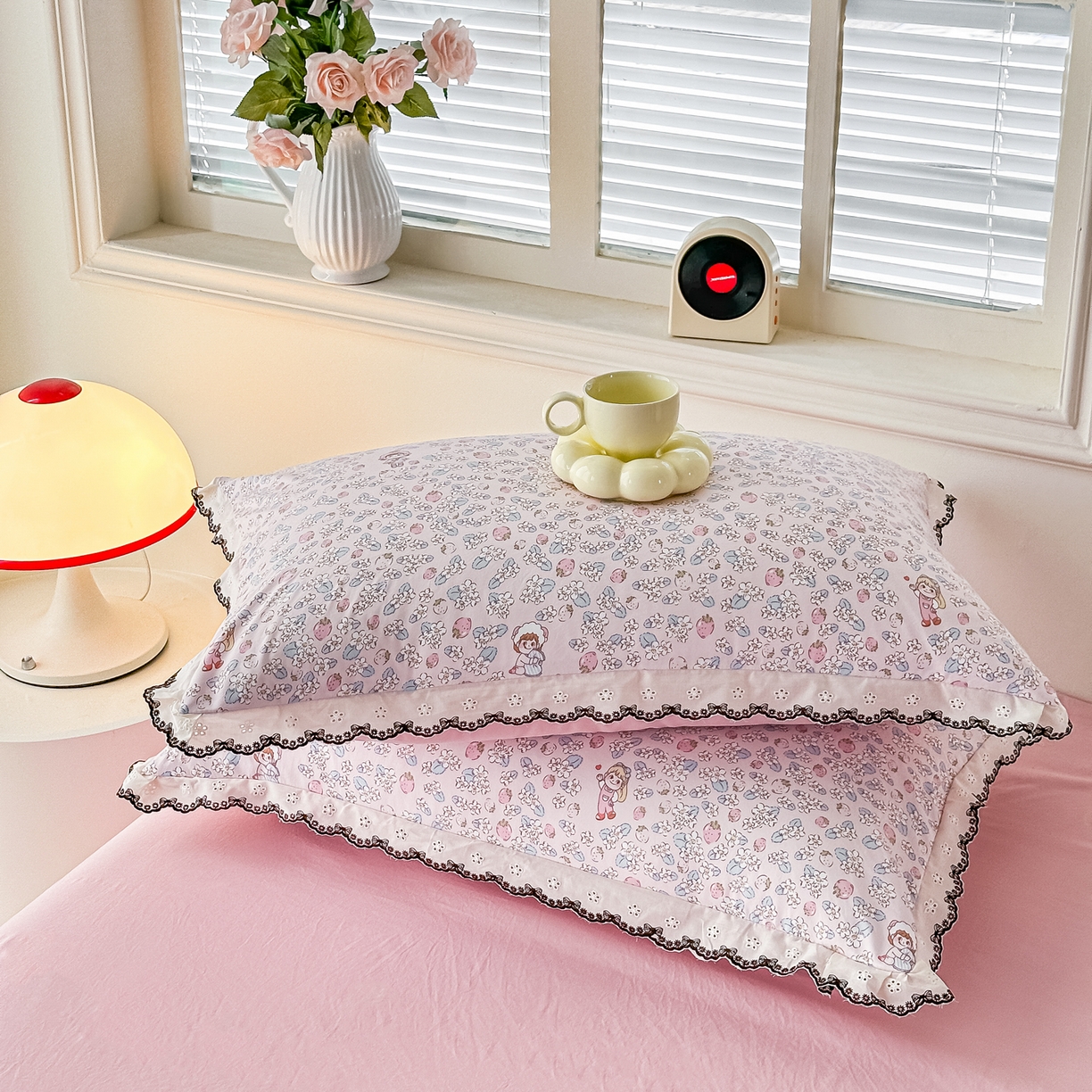 91家纺网 家纺一手货源 找家纺 梓之赫 2026新款古法水洗云感棉四件套 草莓园