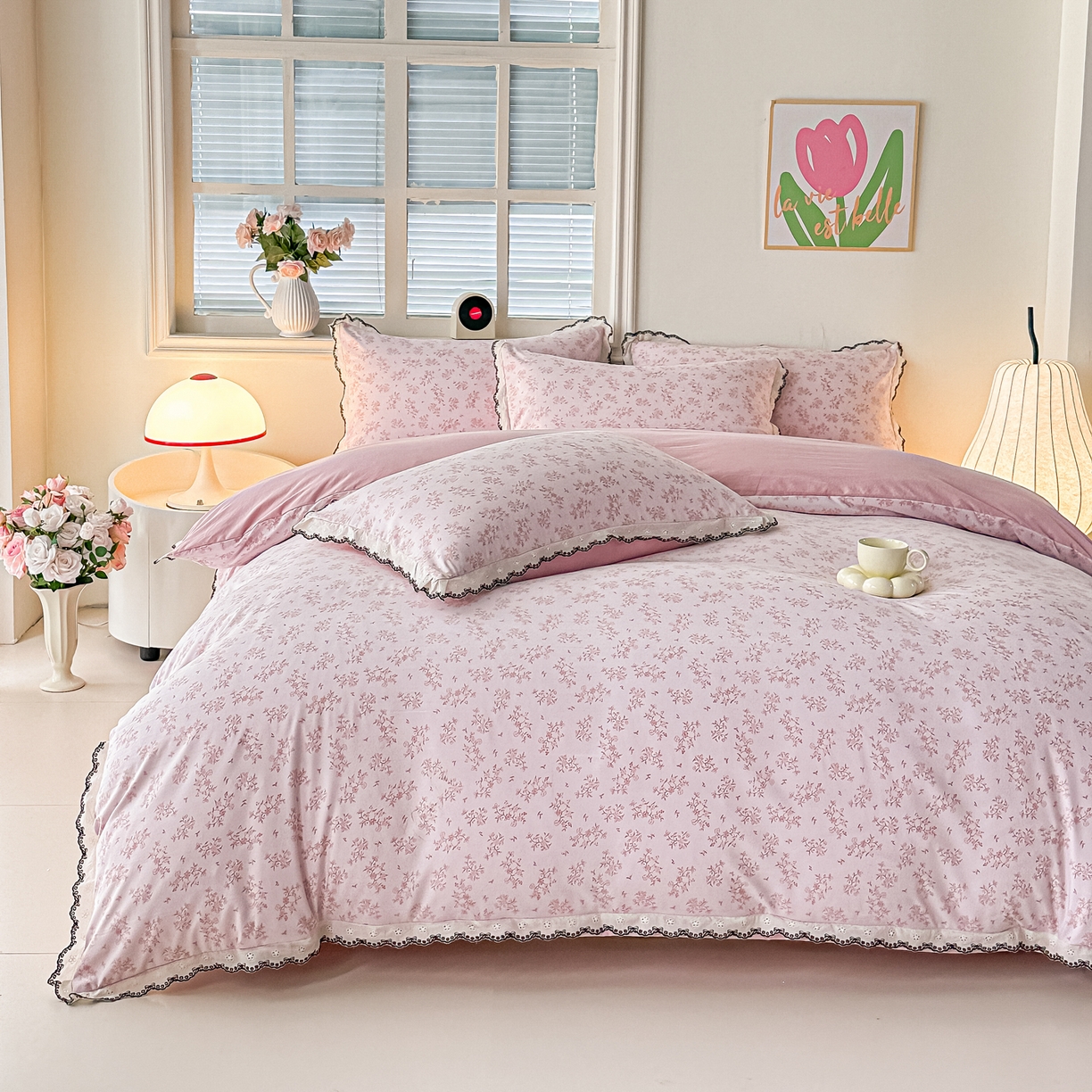 91家纺网 家纺一手货源 找家纺 梓之赫 2026新款古法水洗云感棉四件套 花漾集