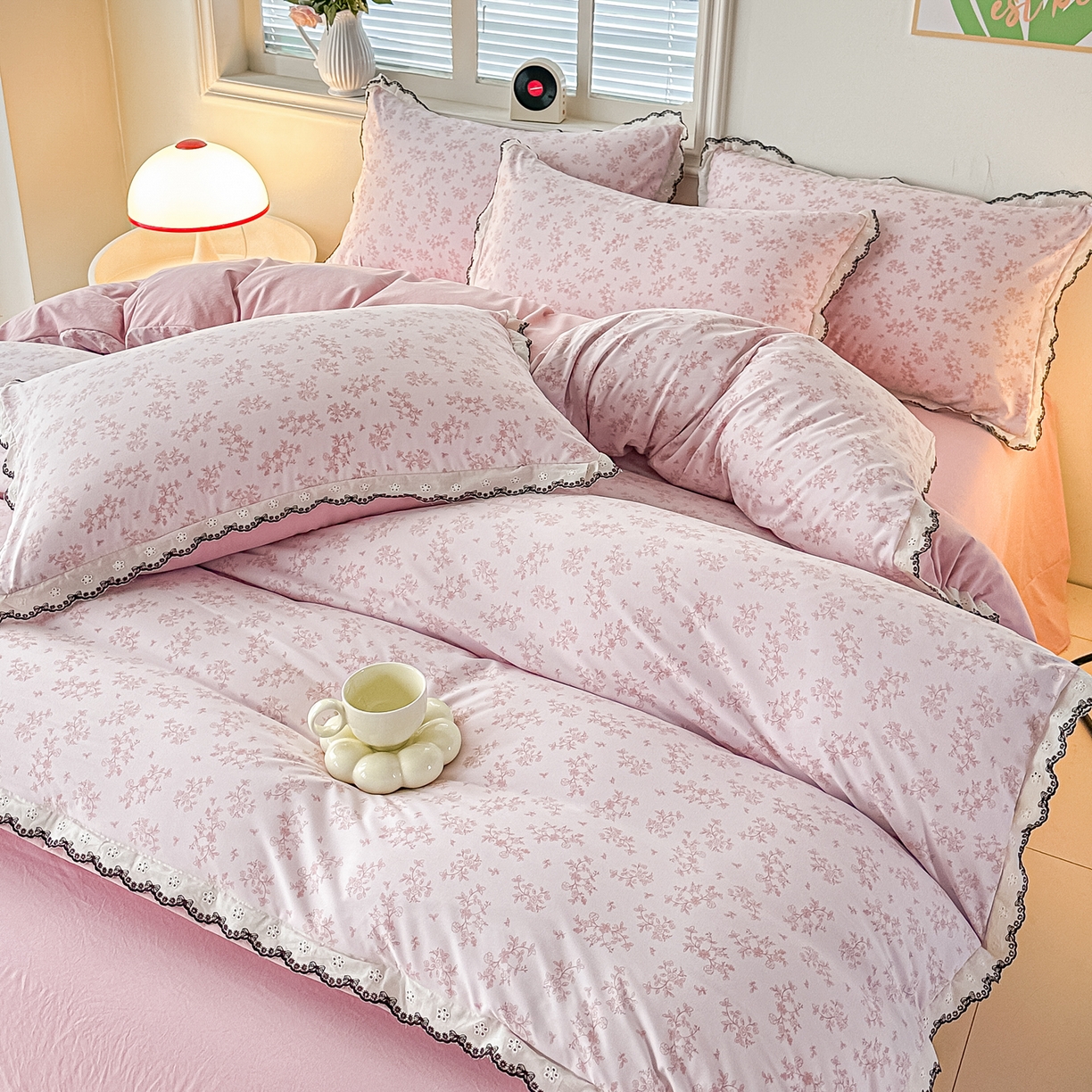 91家纺网 家纺一手货源 找家纺 梓之赫 2026新款古法水洗云感棉四件套 花漾集