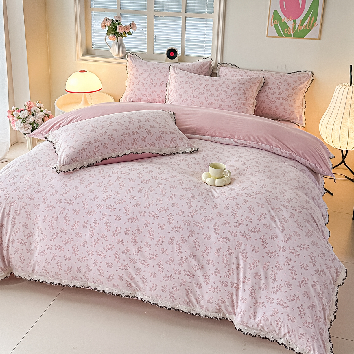 91家纺网 家纺一手货源 找家纺 梓之赫 2026新款古法水洗云感棉四件套 花漾集