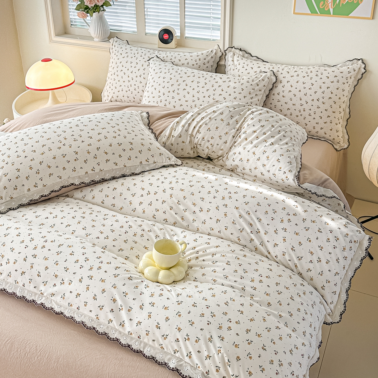 91家纺网 家纺一手货源 找家纺 梓之赫 2026新款古法水洗云感棉四件套 花枝笑语