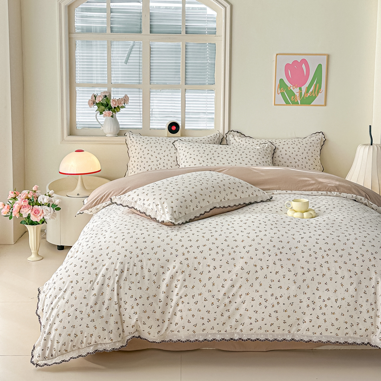 91家纺网 家纺一手货源 找家纺 梓之赫 2026新款古法水洗云感棉四件套 花枝笑语