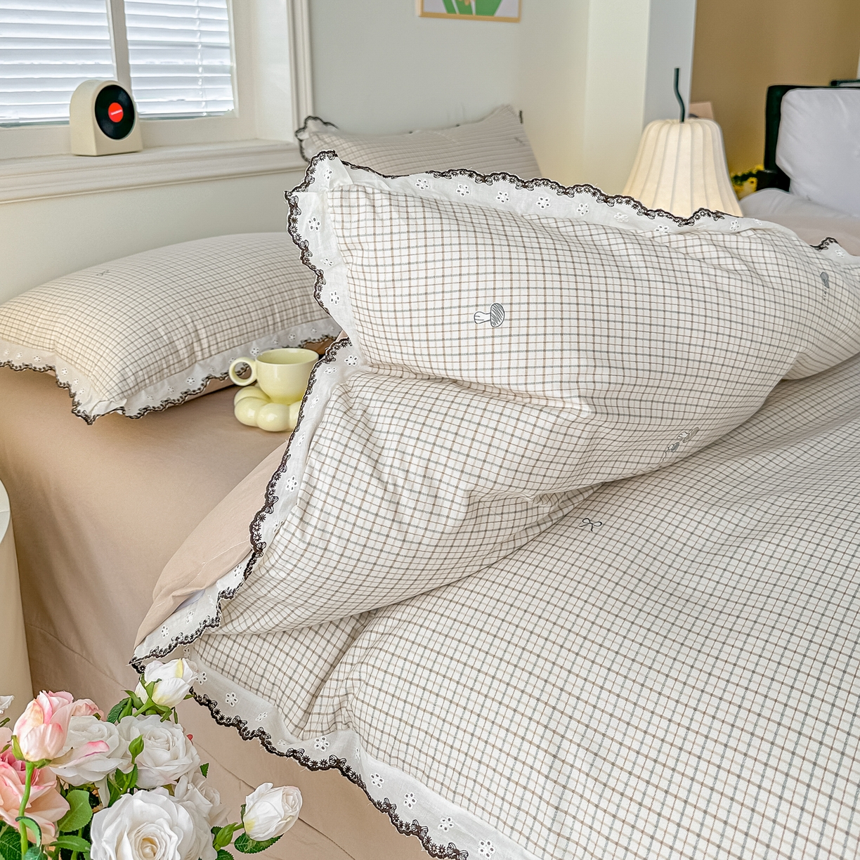 91家纺网 家纺一手货源 找家纺 梓之赫 2026新款古法水洗云感棉四件套 恋心-灰