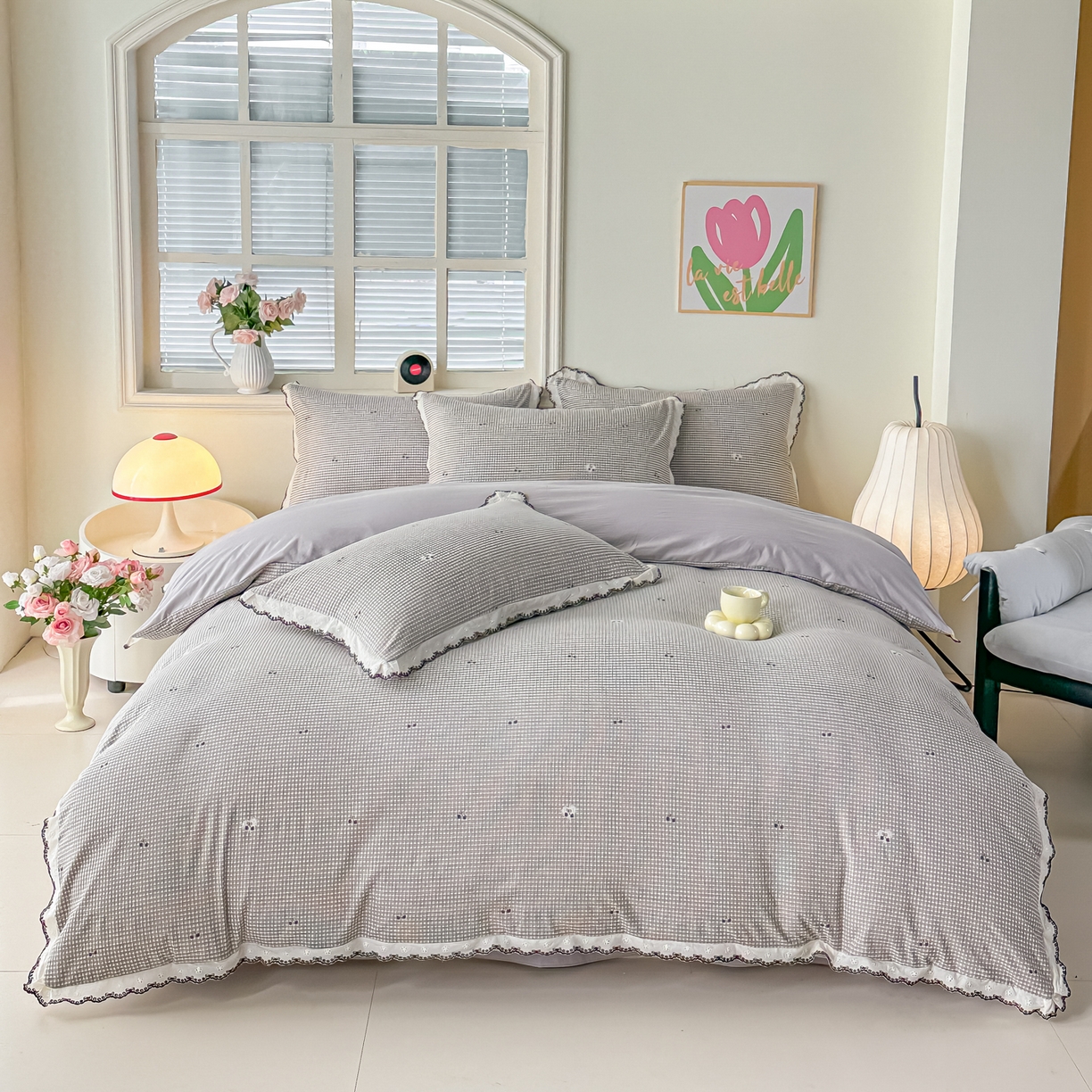 91家纺网 家纺一手货源 找家纺 梓之赫 2026新款古法水洗云感棉四件套 年轮