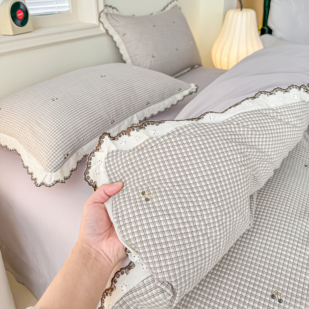 91家纺网 家纺一手货源 找家纺 梓之赫 2026新款古法水洗云感棉四件套 年轮