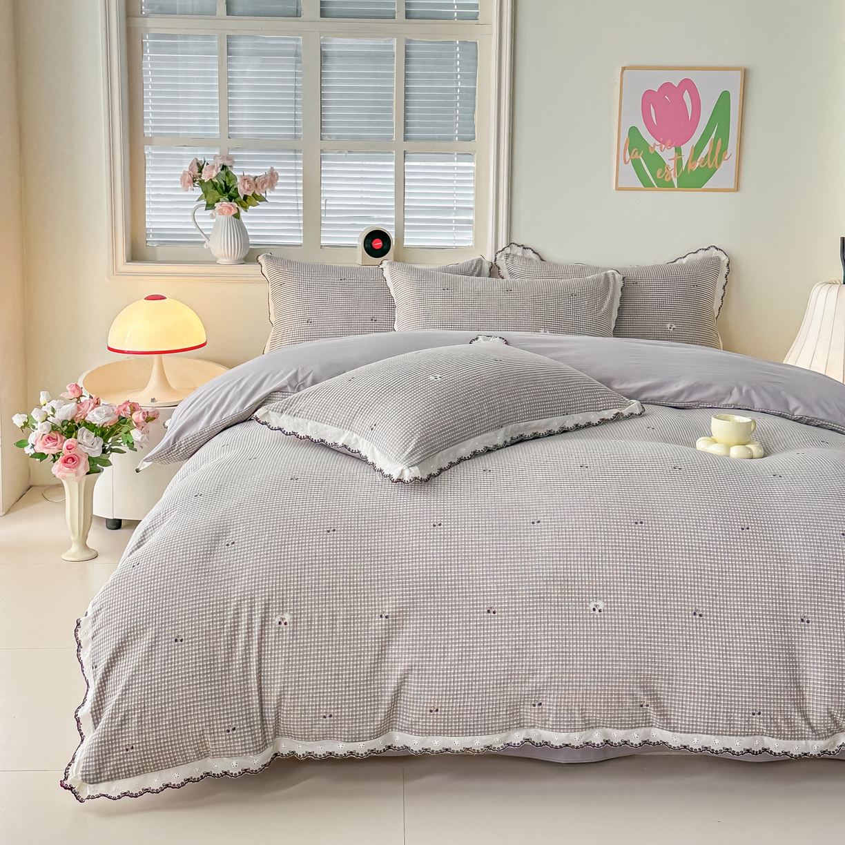 91家纺网 家纺一手货源 找家纺 梓之赫 2026新款古法水洗云感棉四件套 年轮