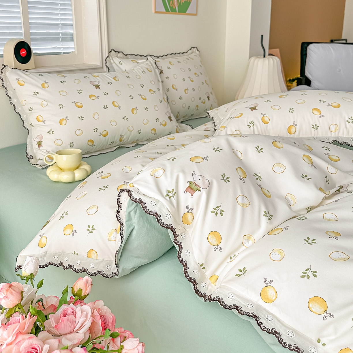 91家纺网 家纺一手货源 找家纺 梓之赫 2026新款古法水洗云感棉四件套 小柠檬