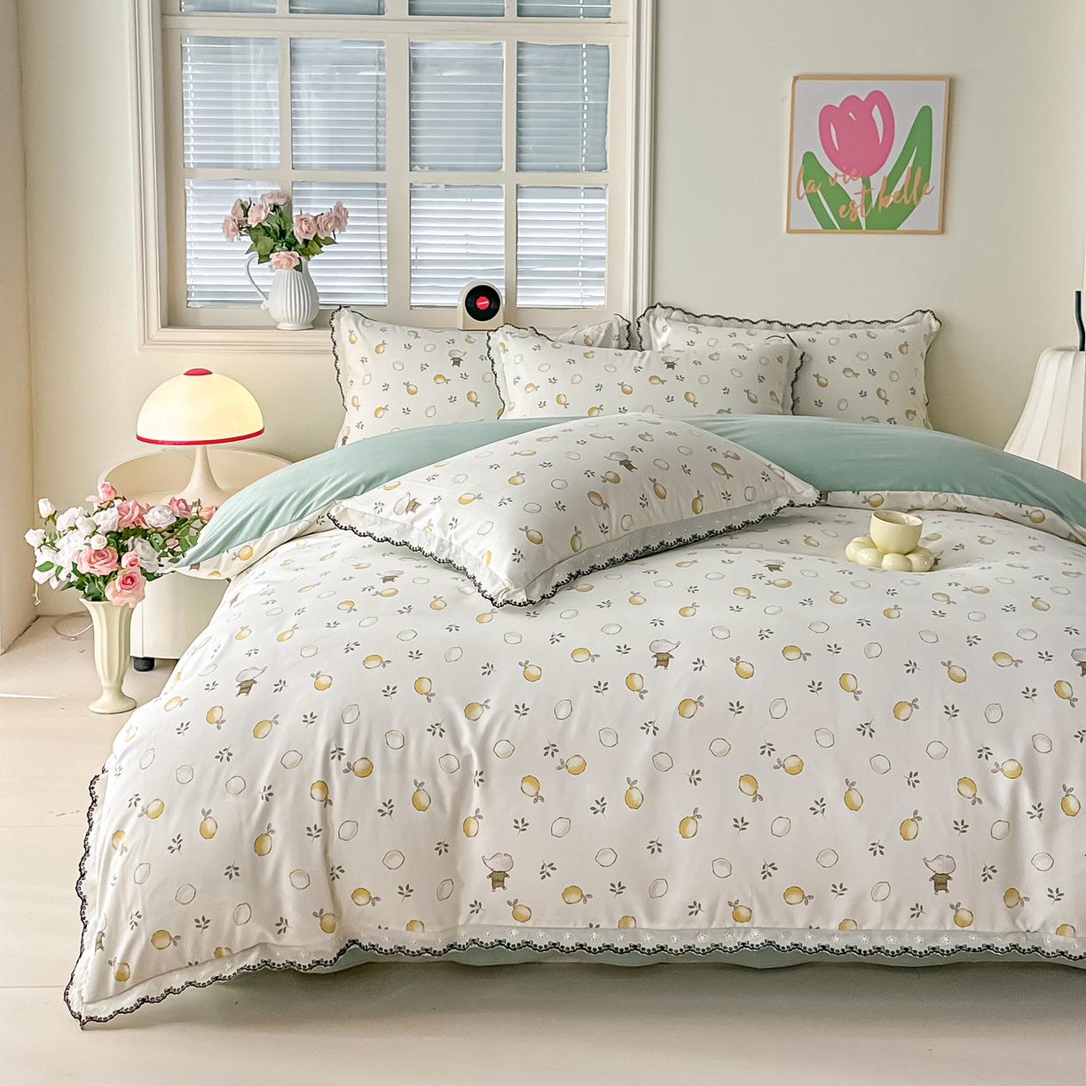 91家纺网 家纺一手货源 找家纺 梓之赫 2026新款古法水洗云感棉四件套 小柠檬