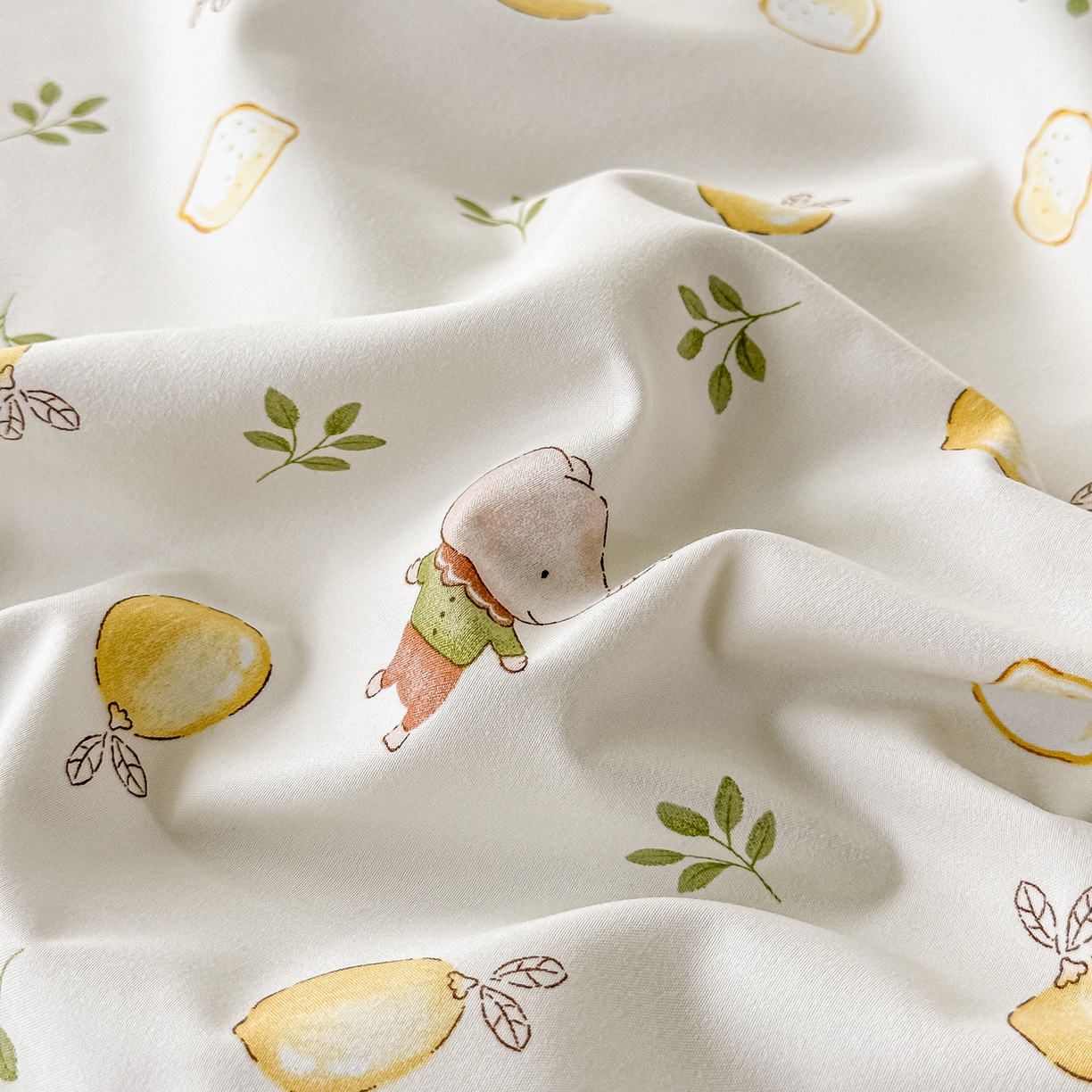 91家纺网 家纺一手货源 找家纺 梓之赫 2026新款古法水洗云感棉四件套 小柠檬