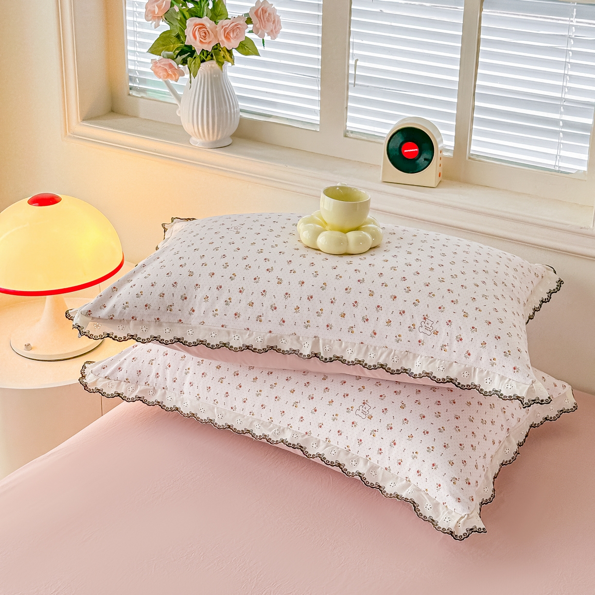 91家纺网 家纺一手货源 找家纺 梓之赫 2026新款古法水洗云感棉四件套 小熊依梦-红