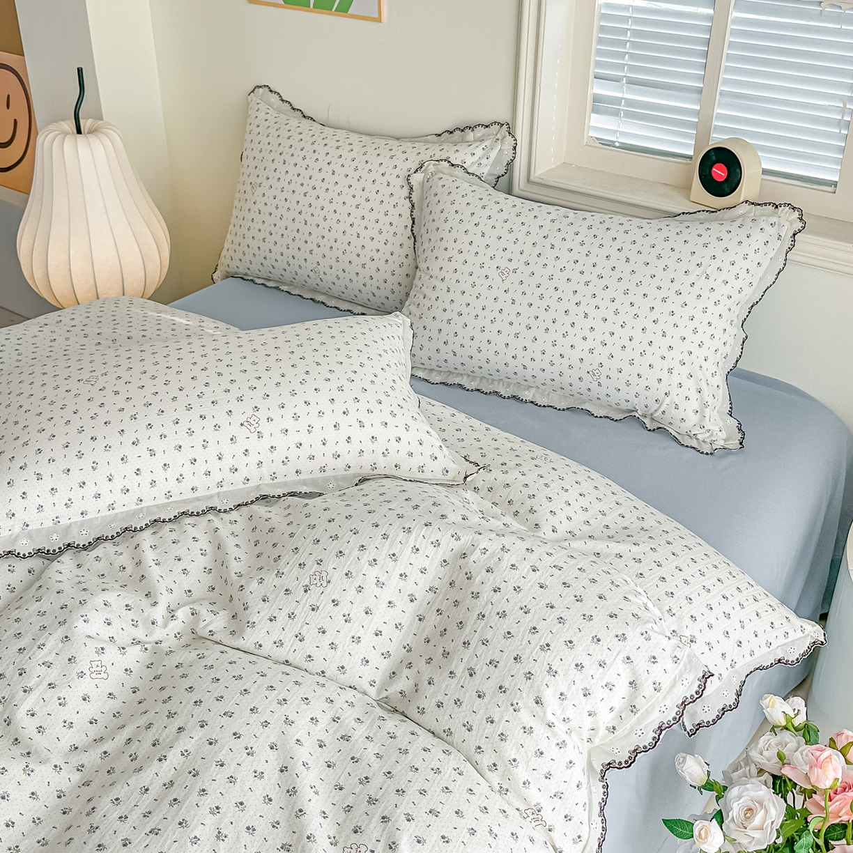 梓之赫 2026新款古法水洗云感棉四件套 小熊依梦-蓝