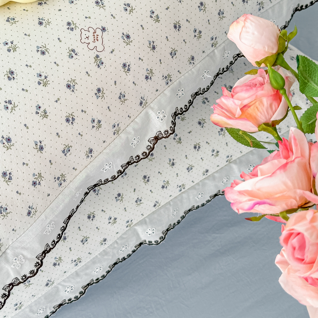 91家纺网 家纺一手货源 找家纺 梓之赫 2026新款古法水洗云感棉四件套 小熊依梦-蓝