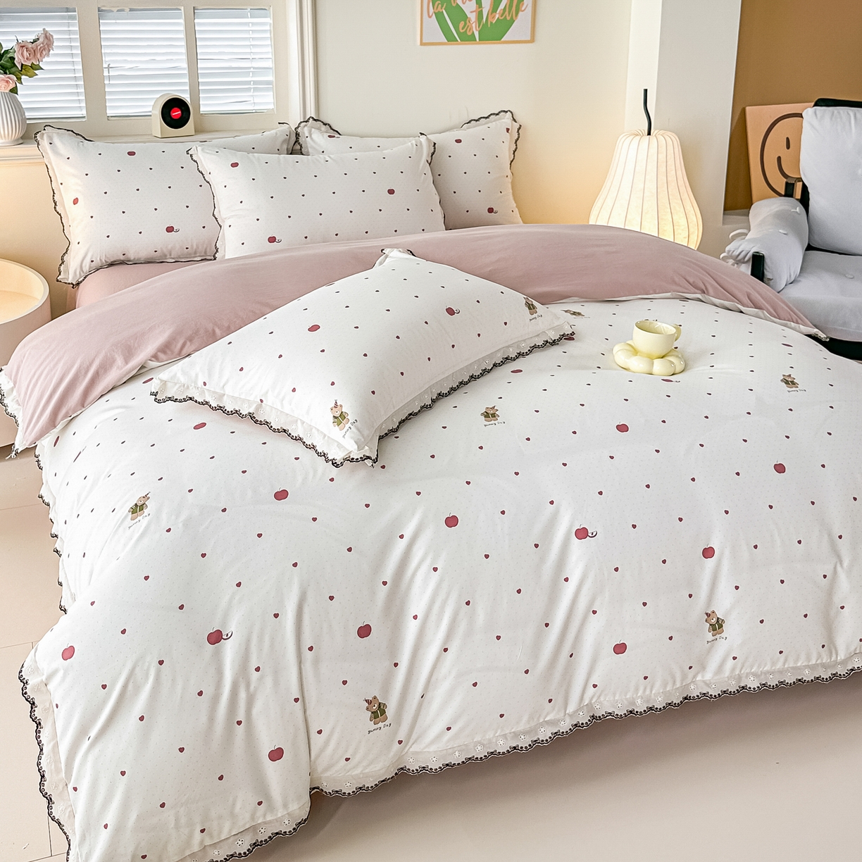 91家纺网 家纺一手货源 找家纺 梓之赫 2026新款古法水洗云感棉四件套 英伦熊