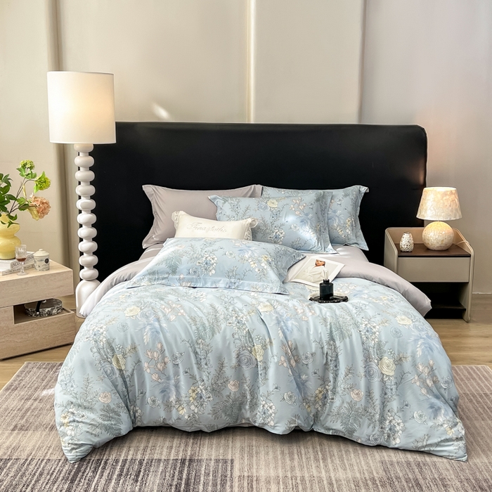 91家纺网 家纺一手货源 找家纺 繁花家居 2026凉感云丝棉高克重冰感天丝绵四件套 橘子花信