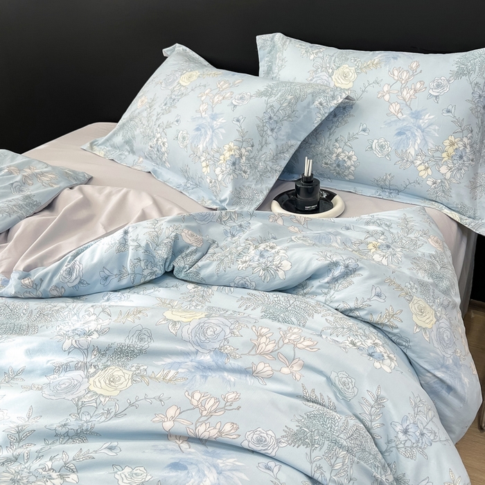 91家纺网 家纺一手货源 找家纺 繁花家居 2026凉感云丝棉高克重冰感天丝绵四件套 橘子花信