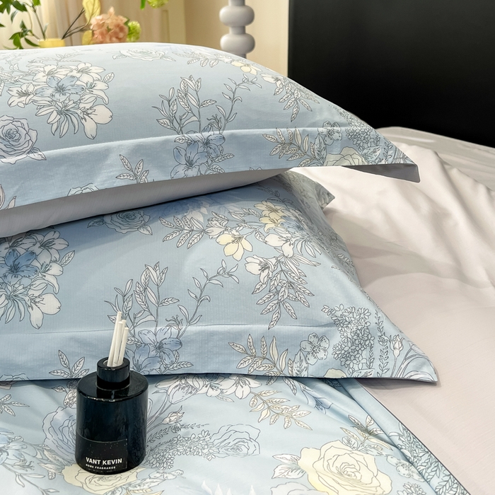 91家纺网 家纺一手货源 找家纺 繁花家居 2026凉感云丝棉高克重冰感天丝绵四件套 橘子花信