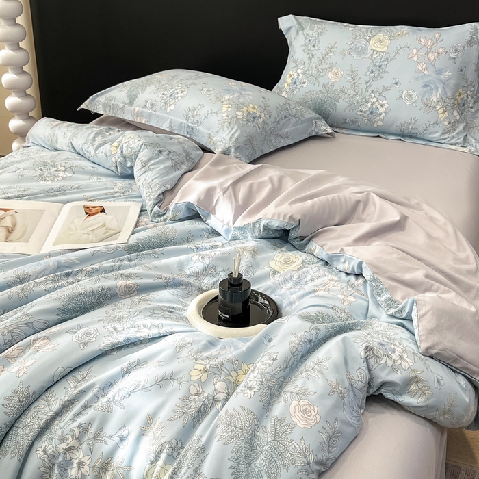 91家纺网 家纺一手货源 找家纺 繁花家居 2026凉感云丝棉高克重冰感天丝绵四件套 橘子花信