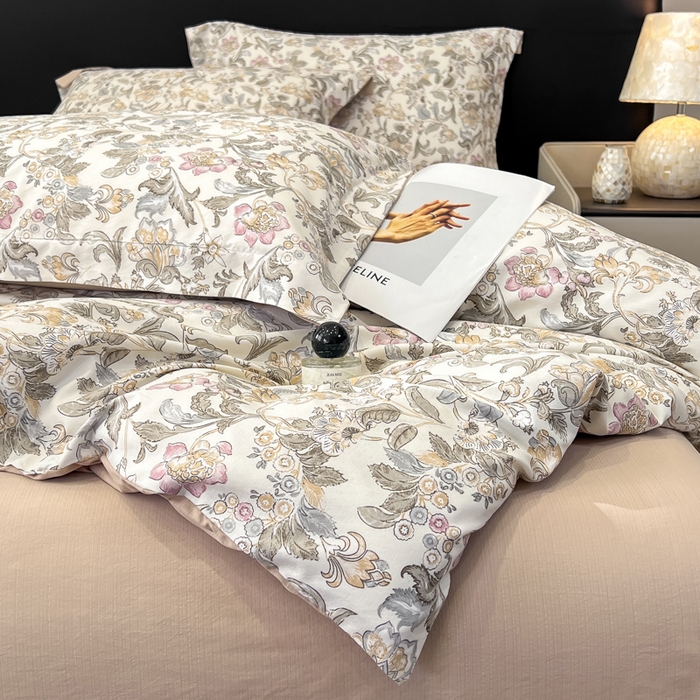 91家纺网 家纺一手货源 找家纺 繁花家居 2026凉感云丝棉高克重冰感天丝绵四件套 朝雾绣球