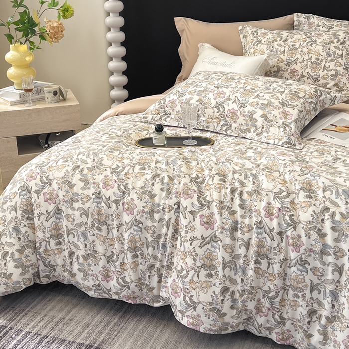 91家纺网 家纺一手货源 找家纺 繁花家居 2026凉感云丝棉高克重冰感天丝绵四件套 朝雾绣球