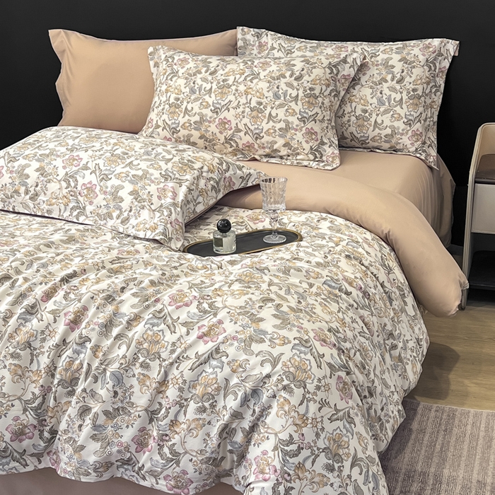 91家纺网 家纺一手货源 找家纺 繁花家居 2026凉感云丝棉高克重冰感天丝绵四件套 朝雾绣球