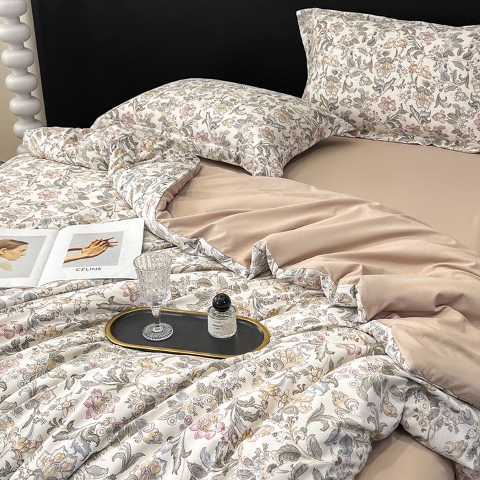 91家纺网 家纺一手货源 找家纺 繁花家居 2026凉感云丝棉高克重冰感天丝绵四件套 朝雾绣球