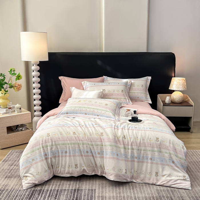 91家纺网 家纺一手货源 找家纺 繁花家居 2026凉感云丝棉高克重冰感天丝绵四件套 动物列队