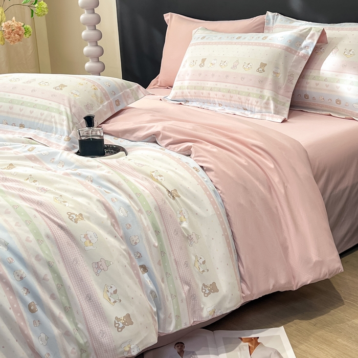 91家纺网 家纺一手货源 找家纺 繁花家居 2026凉感云丝棉高克重冰感天丝绵四件套 动物列队