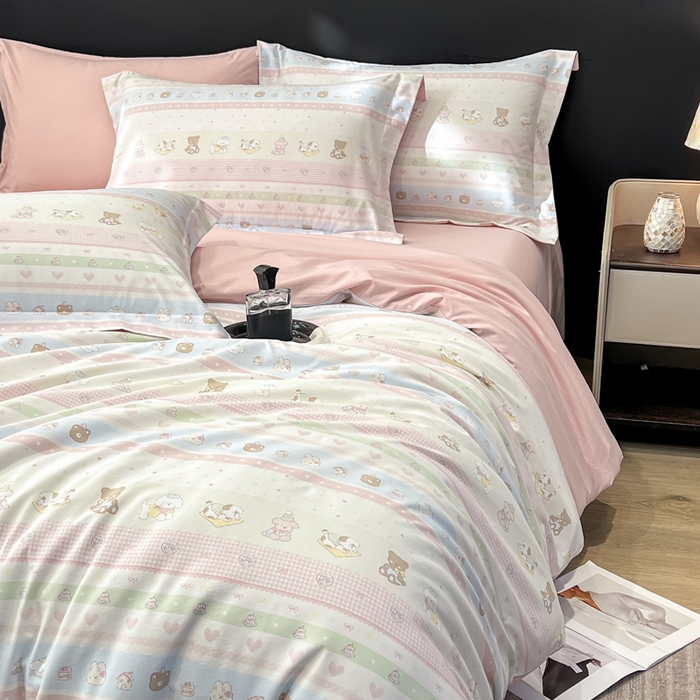 91家纺网 家纺一手货源 找家纺 繁花家居 2026凉感云丝棉高克重冰感天丝绵四件套 动物列队