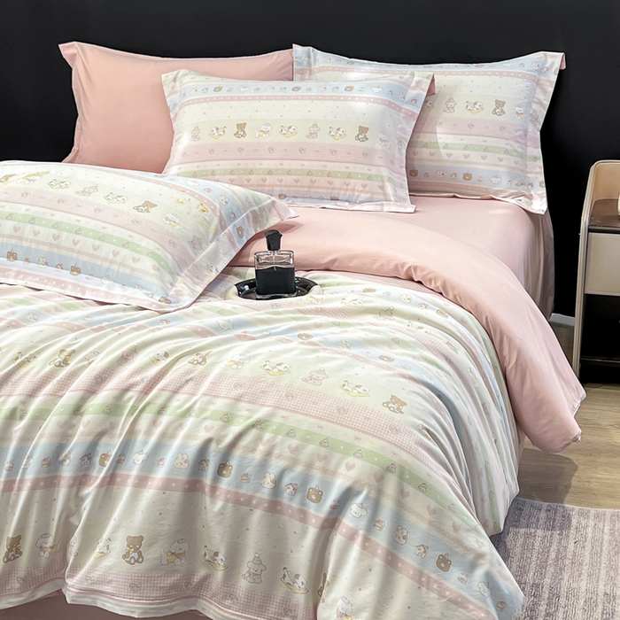 91家纺网 家纺一手货源 找家纺 繁花家居 2026凉感云丝棉高克重冰感天丝绵四件套 动物列队