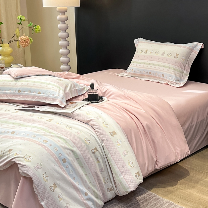 91家纺网 家纺一手货源 找家纺 繁花家居 2026凉感云丝棉高克重冰感天丝绵四件套 动物列队