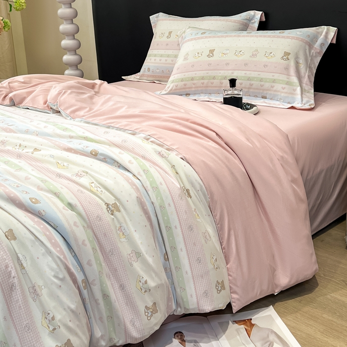 91家纺网 家纺一手货源 找家纺 繁花家居 2026凉感云丝棉高克重冰感天丝绵四件套 动物列队