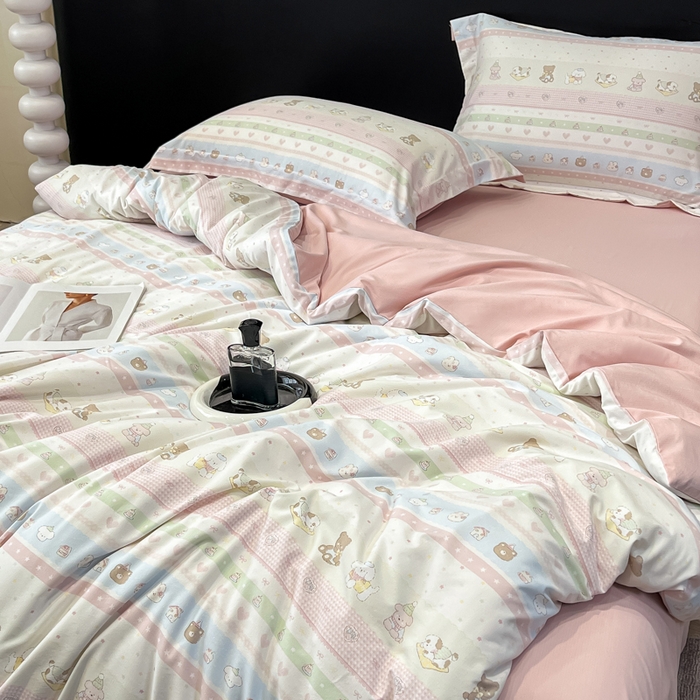 91家纺网 家纺一手货源 找家纺 繁花家居 2026凉感云丝棉高克重冰感天丝绵四件套 动物列队