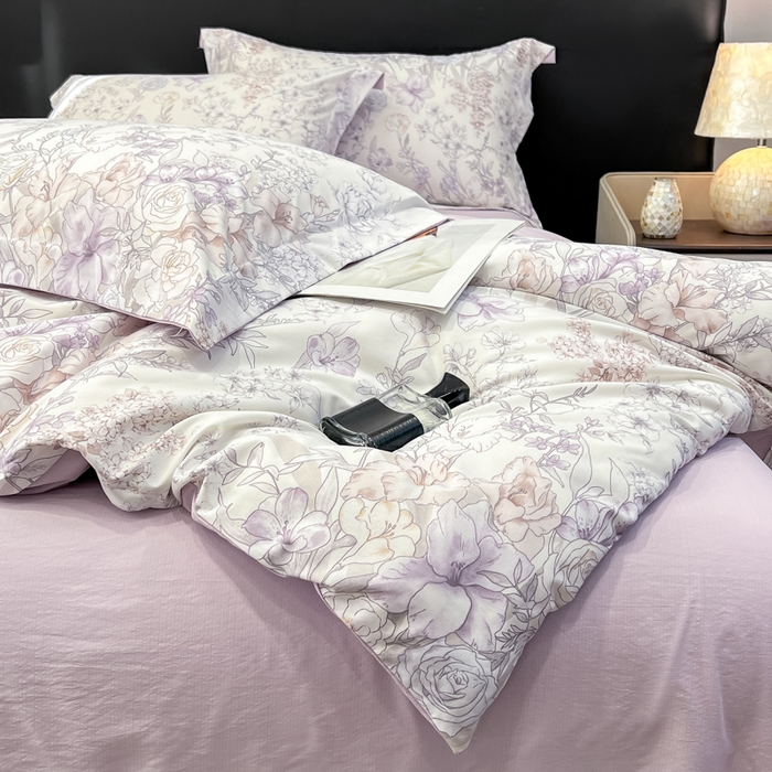 91家纺网 家纺一手货源 找家纺 繁花家居 2026凉感云丝棉高克重冰感天丝绵四件套 繁花拾光