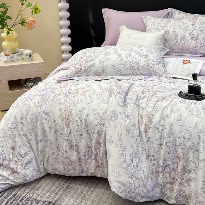 91家纺网 家纺一手货源 找家纺 繁花家居 2026凉感云丝棉高克重冰感天丝绵四件套 繁花拾光