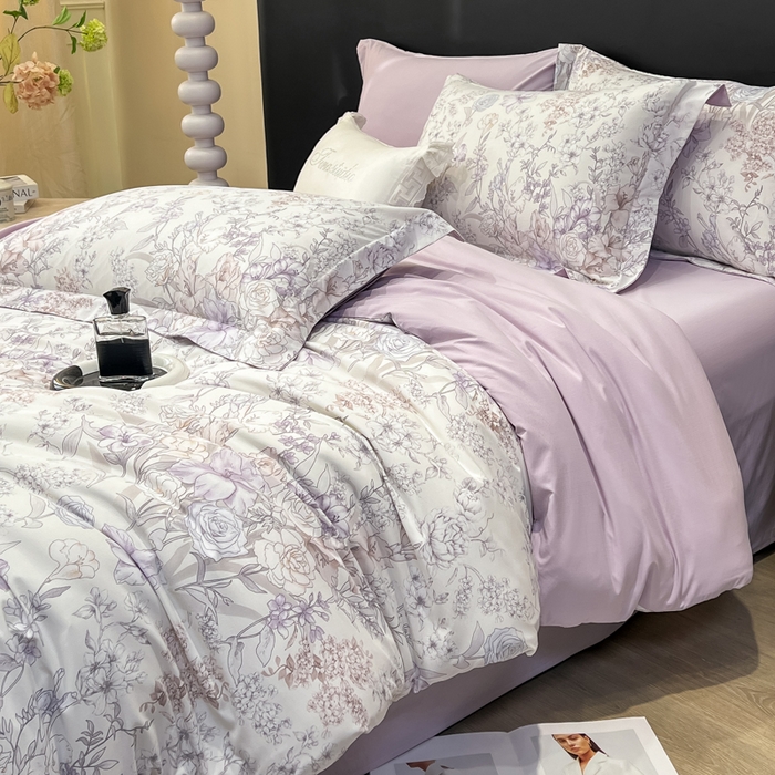 91家纺网 家纺一手货源 找家纺 繁花家居 2026凉感云丝棉高克重冰感天丝绵四件套 繁花拾光