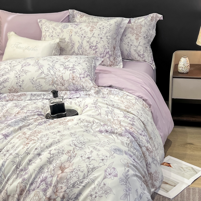 91家纺网 家纺一手货源 找家纺 繁花家居 2026凉感云丝棉高克重冰感天丝绵四件套 繁花拾光