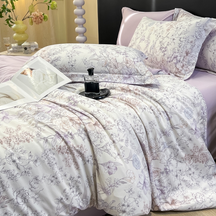 91家纺网 家纺一手货源 找家纺 繁花家居 2026凉感云丝棉高克重冰感天丝绵四件套 繁花拾光