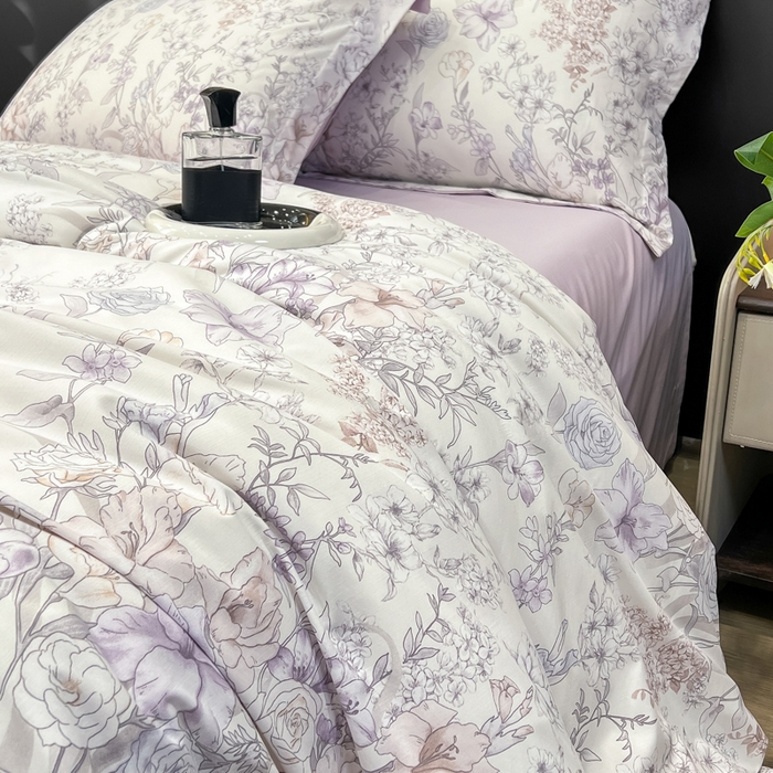 91家纺网 家纺一手货源 找家纺 繁花家居 2026凉感云丝棉高克重冰感天丝绵四件套 繁花拾光