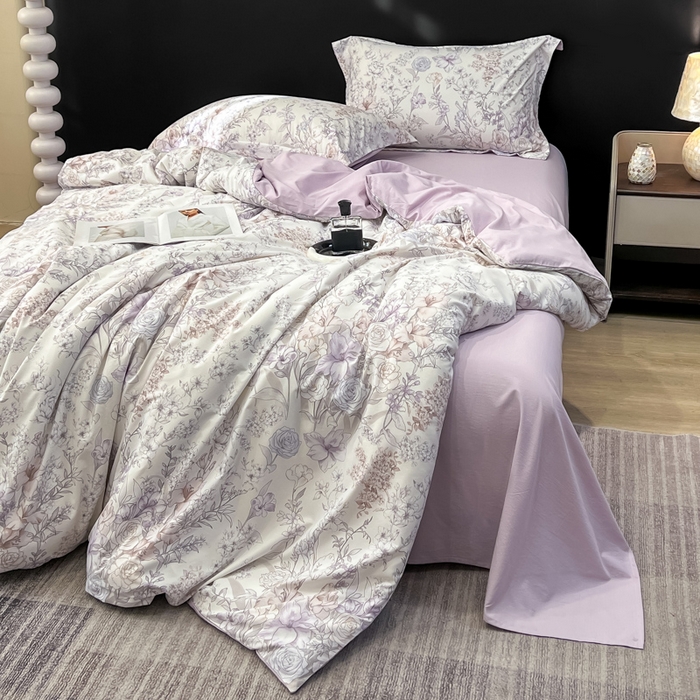 91家纺网 家纺一手货源 找家纺 繁花家居 2026凉感云丝棉高克重冰感天丝绵四件套 繁花拾光