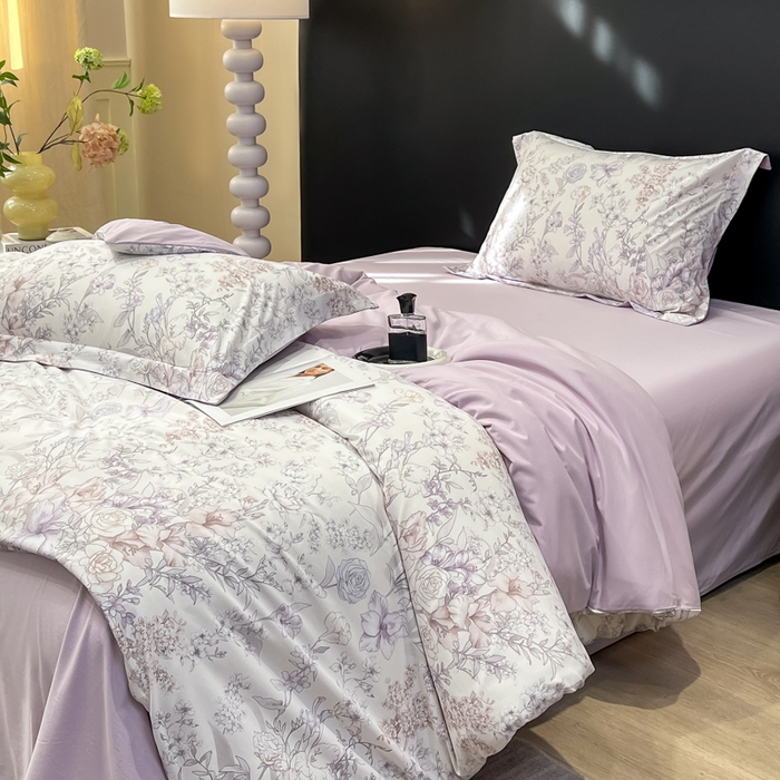 91家纺网 家纺一手货源 找家纺 繁花家居 2026凉感云丝棉高克重冰感天丝绵四件套 繁花拾光