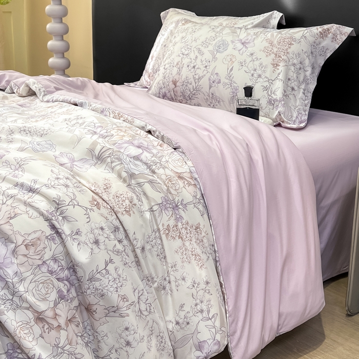 91家纺网 家纺一手货源 找家纺 繁花家居 2026凉感云丝棉高克重冰感天丝绵四件套 繁花拾光