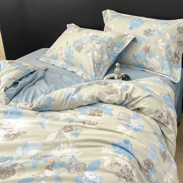 91家纺网 家纺一手货源 找家纺 繁花家居 2026凉感云丝棉高克重冰感天丝绵四件套 风谷幽兰