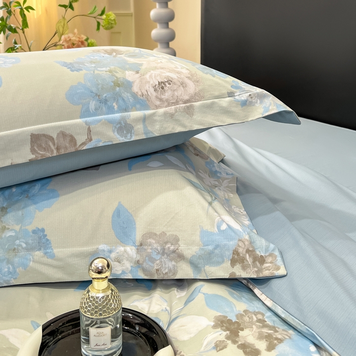 91家纺网 家纺一手货源 找家纺 繁花家居 2026凉感云丝棉高克重冰感天丝绵四件套 风谷幽兰