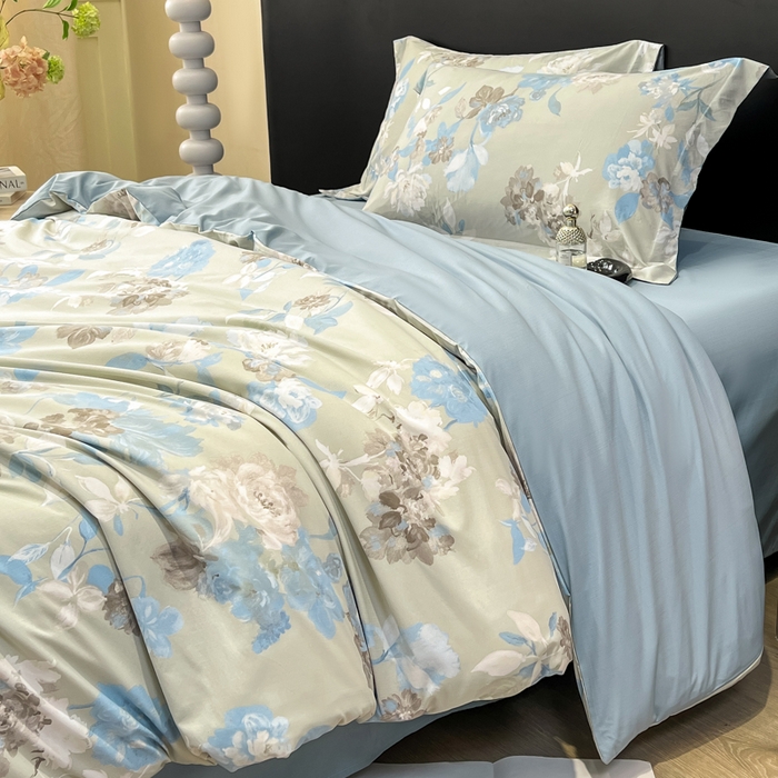 91家纺网 家纺一手货源 找家纺 繁花家居 2026凉感云丝棉高克重冰感天丝绵四件套 风谷幽兰