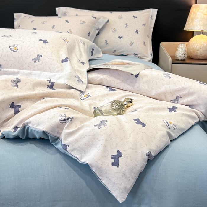 91家纺网 家纺一手货源 找家纺 繁花家居 2026凉感云丝棉高克重冰感天丝绵四件套 骏马送财