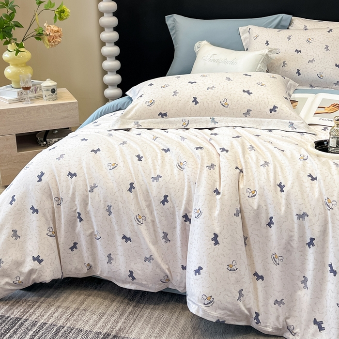 91家纺网 家纺一手货源 找家纺 繁花家居 2026凉感云丝棉高克重冰感天丝绵四件套 骏马送财