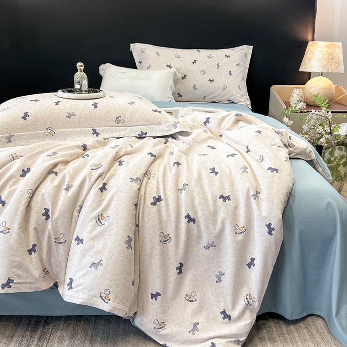 繁花家居 2026凉感云丝棉高克重冰感天丝绵四件套 骏马送财